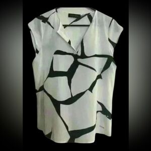white Graphic Polo Blouse